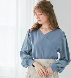 alotta（アロッタ）の「カシミヤタッチカシュクール袖異素材ニット（ニット・セーター）」｜詳細画像