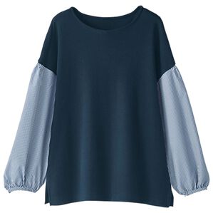 BELLUNA（ベルーナ）の「大人のボリューム袖ブラウス（ブラウス）」｜ネイビー系