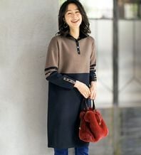 ルフラン（ルフラン）の「配色切替ロング丈ニットチュニック＜ミリッサ＞（ニットワンピース）」