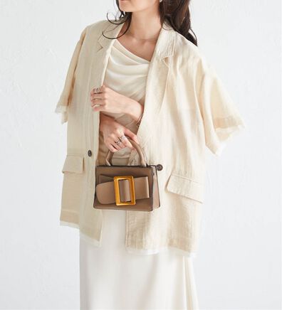 RANAN（ラナン）の「ハーフスリーブシアーシャツジャケット（テーラードジャケット）」