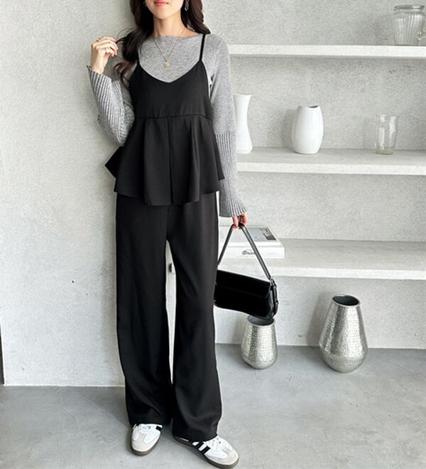 GeeRA（ジーラ）の「セットアップ風プリーツビスチェキャミサロペ（オールインワン）」｜詳細画像