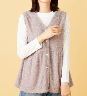 BELLUNA（ベルーナ）の「【2点セット】ラメシャギー素材ベストアンサンブル（アンサンブル）」｜ピンク系