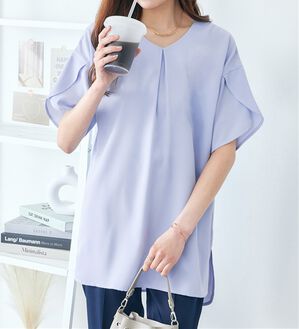 alotta（アロッタ）の「【接触冷感】チューリップ袖コクーンゆるチュニック（チュニック）」｜サックス