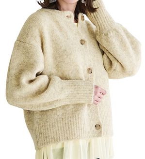 RANAN（ラナン）の「カラーショートカーディガン（ニットカーディガン）」｜アイボリー