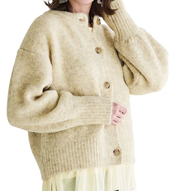 RANAN（ラナン）の「カラーショートカーディガン（ニットカーディガン）」｜アイボリー