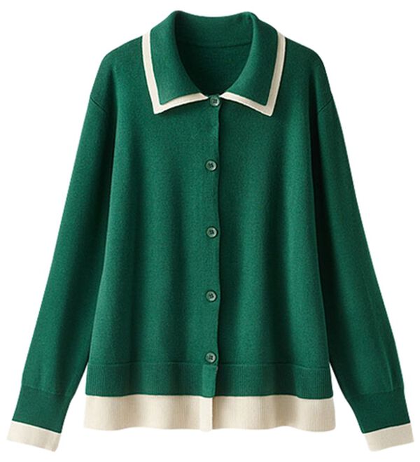 BELLUNA（ベルーナ）の「配色衿デザインニットカーディガン（ニットカーディガン）」｜詳細画像