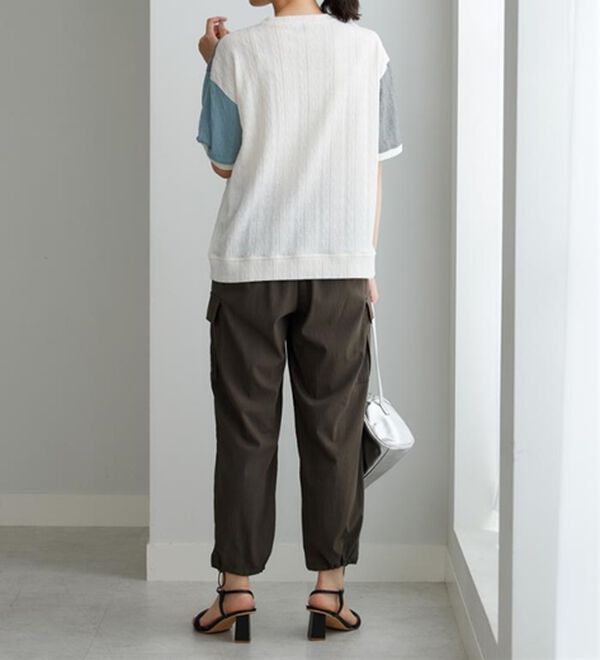 BELLUNA（ベルーナ）の「ミニケーブル柄パッチワーク風プルオーバー（カットソー）」｜詳細画像