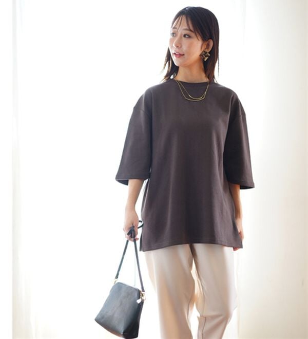 A HAPPY MARILYN（アハッピーマリリン）の「【Ｍ～８Ｌ／選べるシルエット・袖丈】綿混ベーシックＴシャツ（Tシャツ）」｜詳細画像