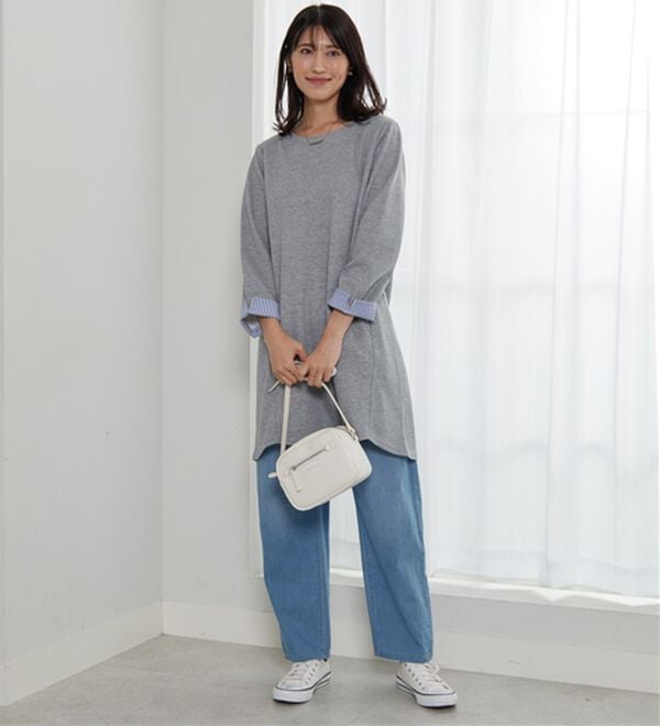 BELLUNA（ベルーナ）の「後ろボタンボーダージャカードワンピース（その他ワンピース）」｜詳細画像