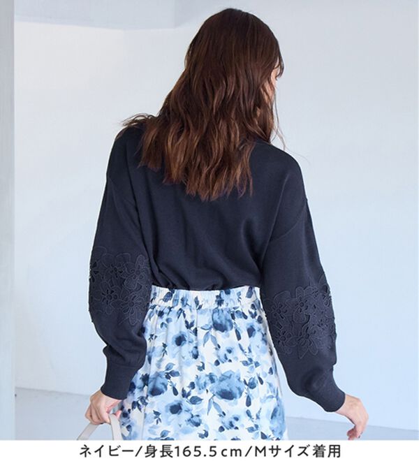 alotta（アロッタ）の「洗える！カシミヤタッチふんわり袖レーストップス（ニット・セーター）」｜詳細画像