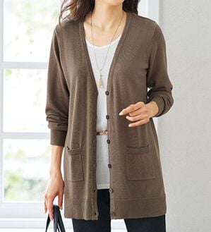 BELLUNA（ベルーナ）の「綿混素材やわらかベーシックカーディガン（ニットカーディガン）」｜詳細画像