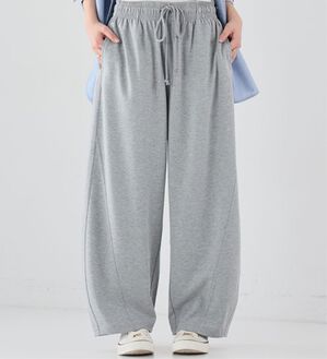 A HAPPY MARILYN（アハッピーマリリン）の「【Ｌ～６Ｌ】夏だから！薄スウェット生地で作ったカーブパンツ（ワイドパンツ・ガウチョ）」｜グレー