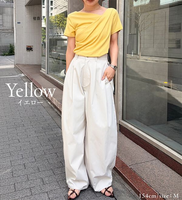 RANAN（ラナン）の「【新色追加】ひんやり上品ドレープリブTシャツ（カットソー）」｜詳細画像