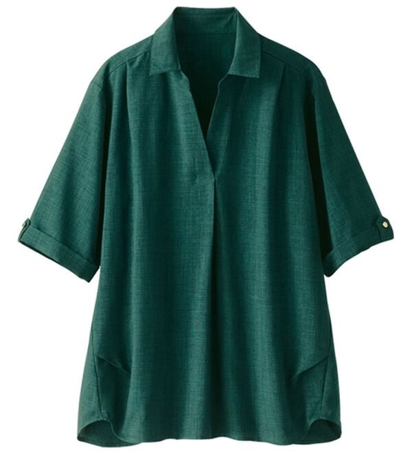 BELLUNA（ベルーナ）の「麻調素材袖ボタン使いブラウス（ブラウス）」｜詳細画像