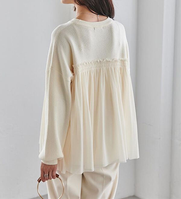 RANAN（ラナン）の「洗える！ビスチェ風チュールドッキングニット＜ムースタッチライト＞（ニット・セーター）」｜詳細画像