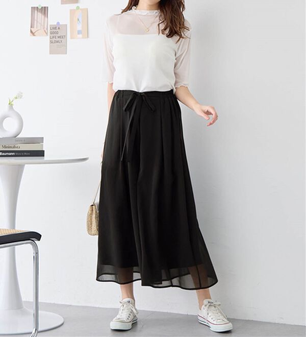 alotta（アロッタ）の「ふんわりシフォンワイドパンツ（ワイドパンツ・ガウチョ）」｜詳細画像