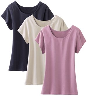 LAVIENNE（ラヴィエンヌ）の「スーッと猫背をケアするインナー（肌着・インナーウェア）」｜3色組 フレンチ袖