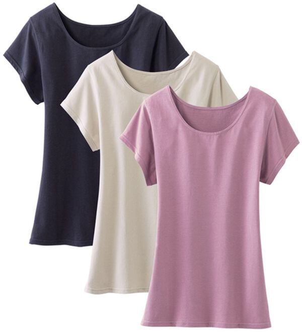 LAVIENNE（ラヴィエンヌ）の「スーッと猫背をケアするインナー（肌着・インナーウェア）」｜3色組 フレンチ袖