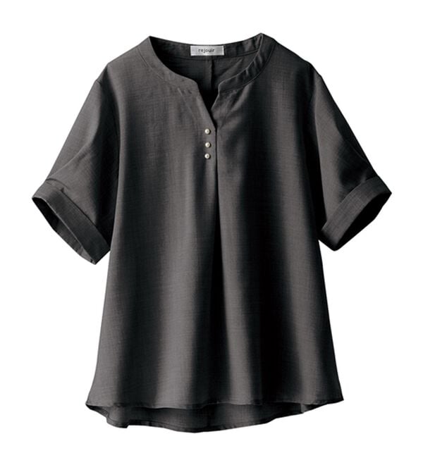 BELLUNA（ベルーナ）の「麻調合繊パール付タックデザインブラウス（ブラウス）」｜詳細画像