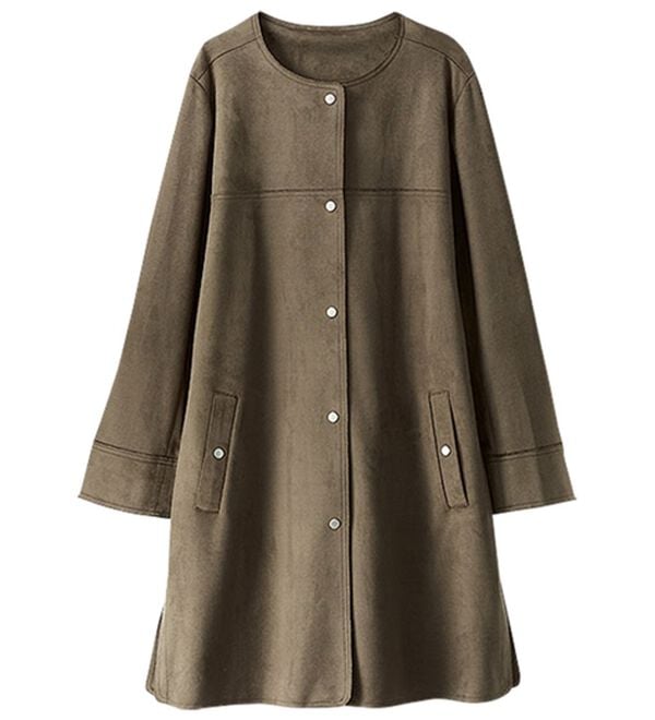 BELLUNA（ベルーナ）の「スエード調ノーカラーロング丈ジャケット（ノーカラージャケット）」｜詳細画像