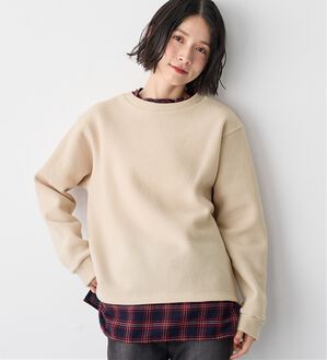 Viola e Viola（ヴィオラ エ ヴィオラ）の「あったか裏起毛異素材切替ニットソートップス（カットソー）」｜カフェオレ系