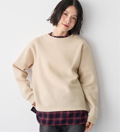 Viola e Viola（ヴィオラ エ ヴィオラ）の「あったか裏起毛異素材切替ニットソートップス（カットソー）」