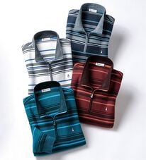 「＜ハッシュパピー＞華やかボーダージャカードジップポロ（メンズトレーナー）」