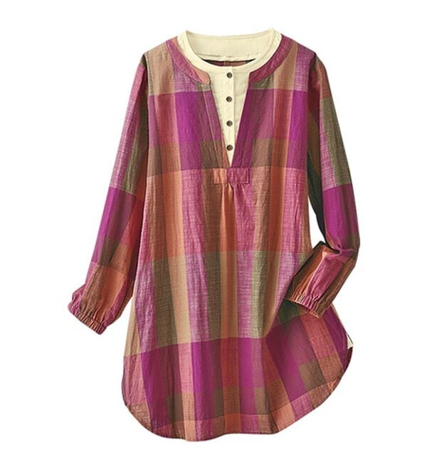 BELLUNA（ベルーナ）の「【２枚組】綿１００％スラブ素材重ね着風チュニック（チュニック）」｜詳細画像