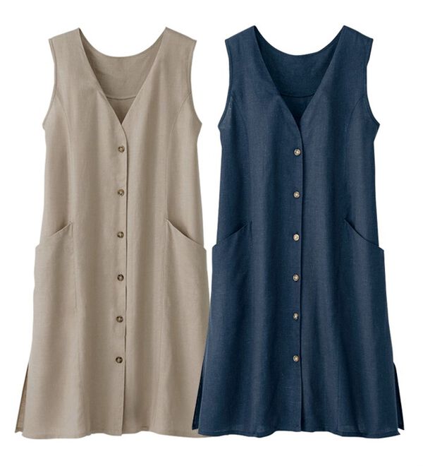 BELLUNA（ベルーナ）の「【２枚組】リネン混チュニックベスト（チュニック）」｜詳細画像