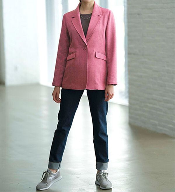 丈が選べる】＜楽スタフィット＞ツイード調テーラードジャケット  