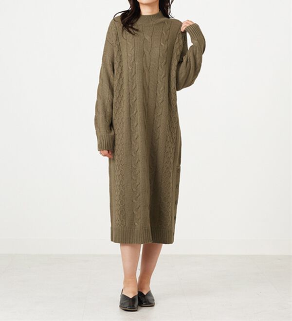 BELLUNA（ベルーナ）の「ケーブル柄ロング丈ニットワンピース（ニットワンピース）」｜詳細画像