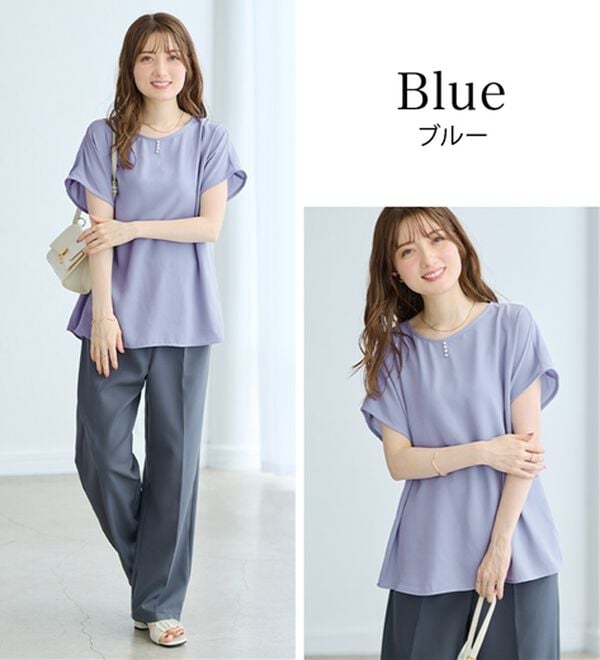 alotta（アロッタ）の「【接触冷感】パール調ボタンデザインブラウス（ブラウス）」｜詳細画像