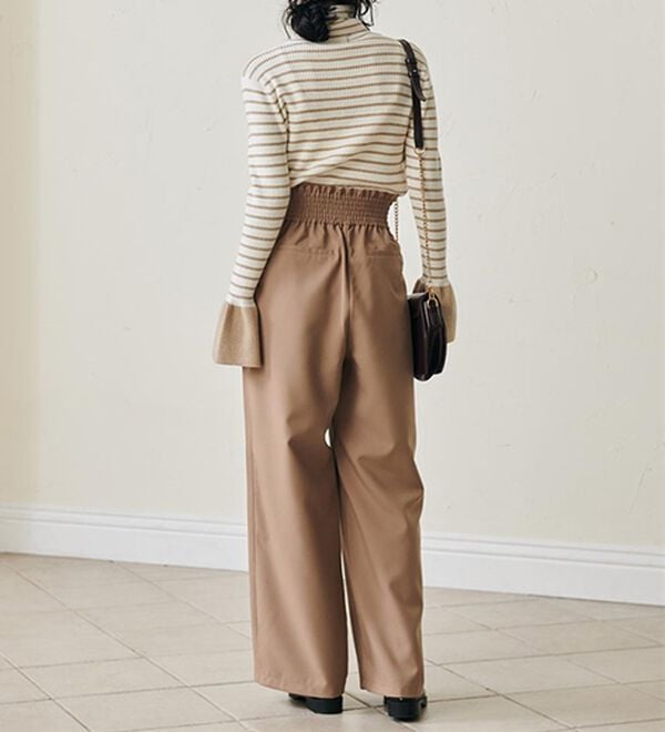 RANAN（ラナン）の「ウエストシャーリングギャザーパンツ（ワイドパンツ・ガウチョ）」｜詳細画像