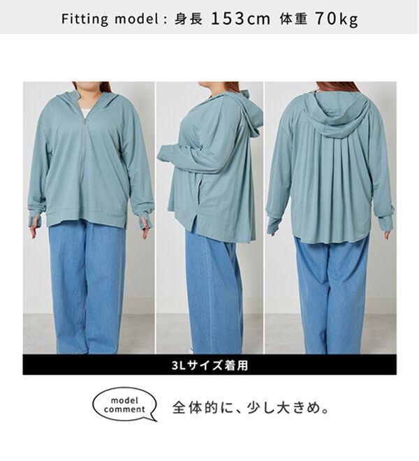BELLUNA（ベルーナ）の「【接触冷感】絶対に焼けたくない！後プリーツＵＶパーカー（パーカー）」｜詳細画像