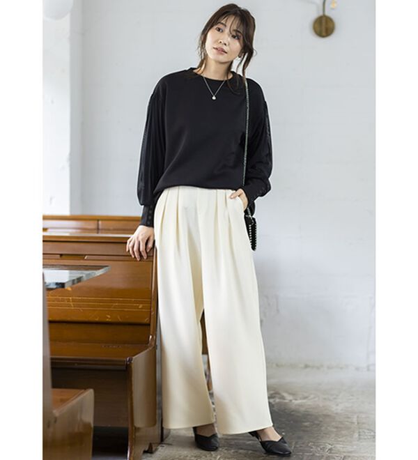 BELLUNA（ベルーナ）の「袖チュールデザインプルオーバー（カットソー）」｜詳細画像