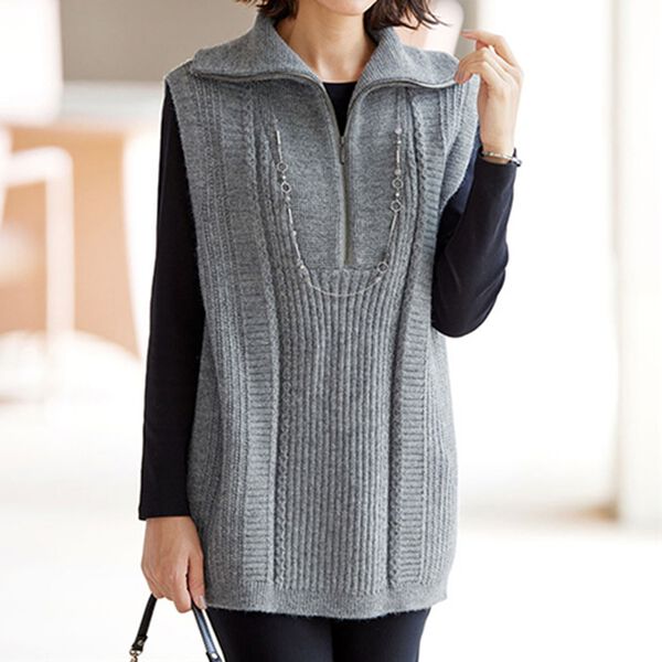 BELLUNA（ベルーナ）の「【２枚組】ジップ使いニットベスト（ベスト）」｜詳細画像