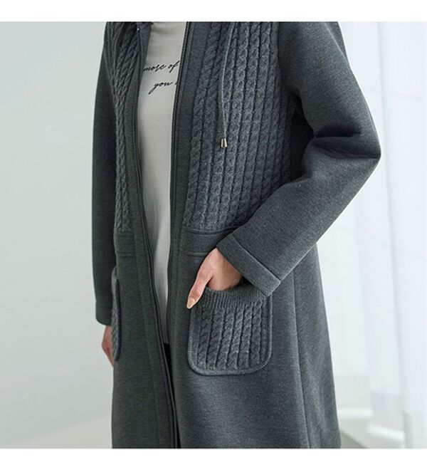 BELLUNA（ベルーナ）の「ダンボール素材ケーブルニット切替コート（ハーフコート）」｜詳細画像