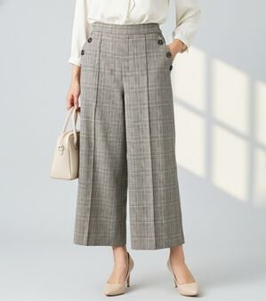 BELLUNA（ベルーナ）の「ウーリッシュ素材釦使いワイドパンツ（ワイドパンツ・ガウチョ）」｜詳細画像