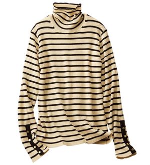 BELLUNA（ベルーナ）の「吸湿発熱綿１００％袖口ボタンリブニット（ニット・セーター）」｜詳細画像