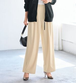 BELLUNA（ベルーナ）の「お腹スッキリ！ダブルインタックワイドパンツ（フルレングスパンツ）」｜アイボリー