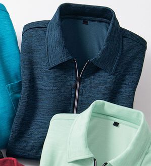 「アクティブハーフジップポロ（メンズポロシャツ）」｜ネイビー(半袖)