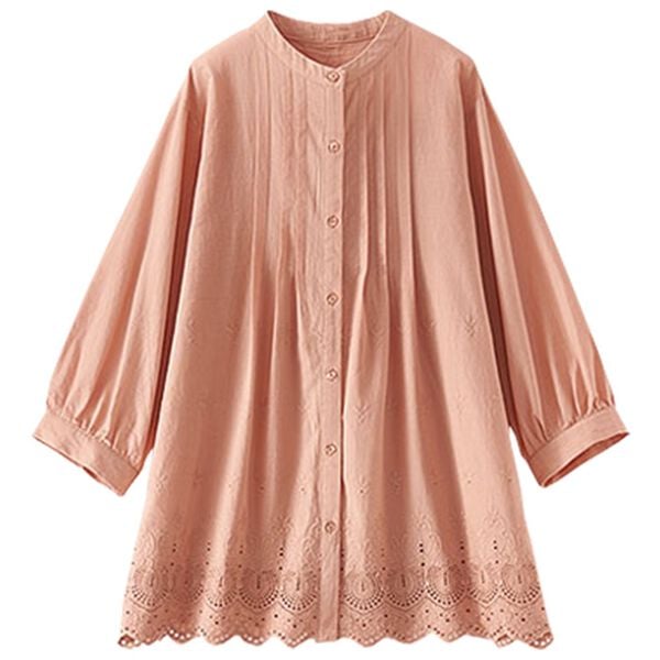 BELLUNA（ベルーナ）の「裾スカラップ刺しゅうシャツブラウス（ブラウス）」｜詳細画像