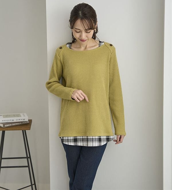 BELLUNA（ベルーナ）の「異素材重ね着風チュニック（チュニック）」｜詳細画像