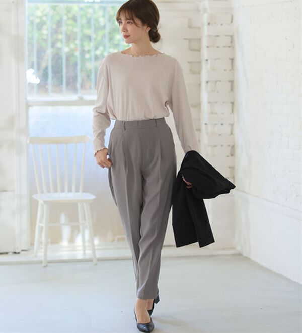 A HAPPY MARILYN（アハッピーマリリン）の「【Ｌ～６Ｌ】Ｒｉｎ こだわったのはシルエットと着心地 すっきり リブ カットソー トップス（カットソー）」｜詳細画像