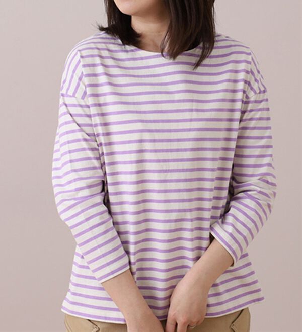 BELLUNA（ベルーナ）の「＜ｓｏｒａｆｕｋｕ＞ボーダープルオーバー（カットソー）」｜アイボリー／ラベンダー