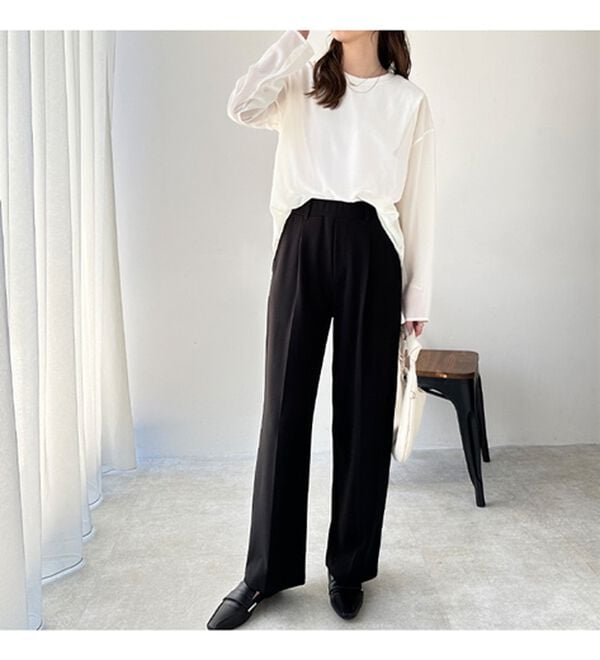 GeeRA（ジーラ）の「美脚魅せタックワイドスラックスパンツ（ワイドパンツ・ガウチョ）」｜詳細画像