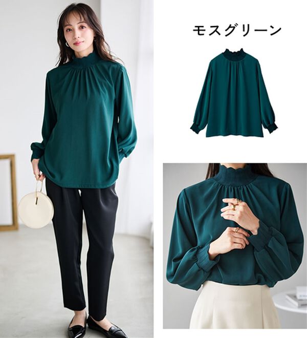 RANAN（ラナン）の「スカラップリブニット使いブラウス（ブラウス）」｜詳細画像