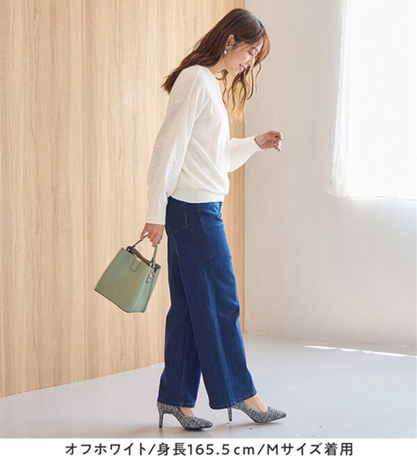 alotta（アロッタ）の「洗える！カシミヤタッチふんわり袖レーストップス（ニット・セーター）」｜詳細画像