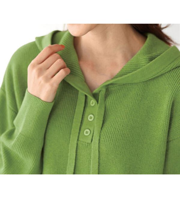 BELLUNA（ベルーナ）の「ゆるっと大人カジュアルあぜ編ニットフーディー（ニット・セーター）」｜詳細画像