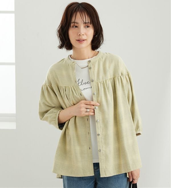 BELLUNA（ベルーナ）の「ダブルガーゼ素材切替デザインブラウス（ブラウス）」｜詳細画像